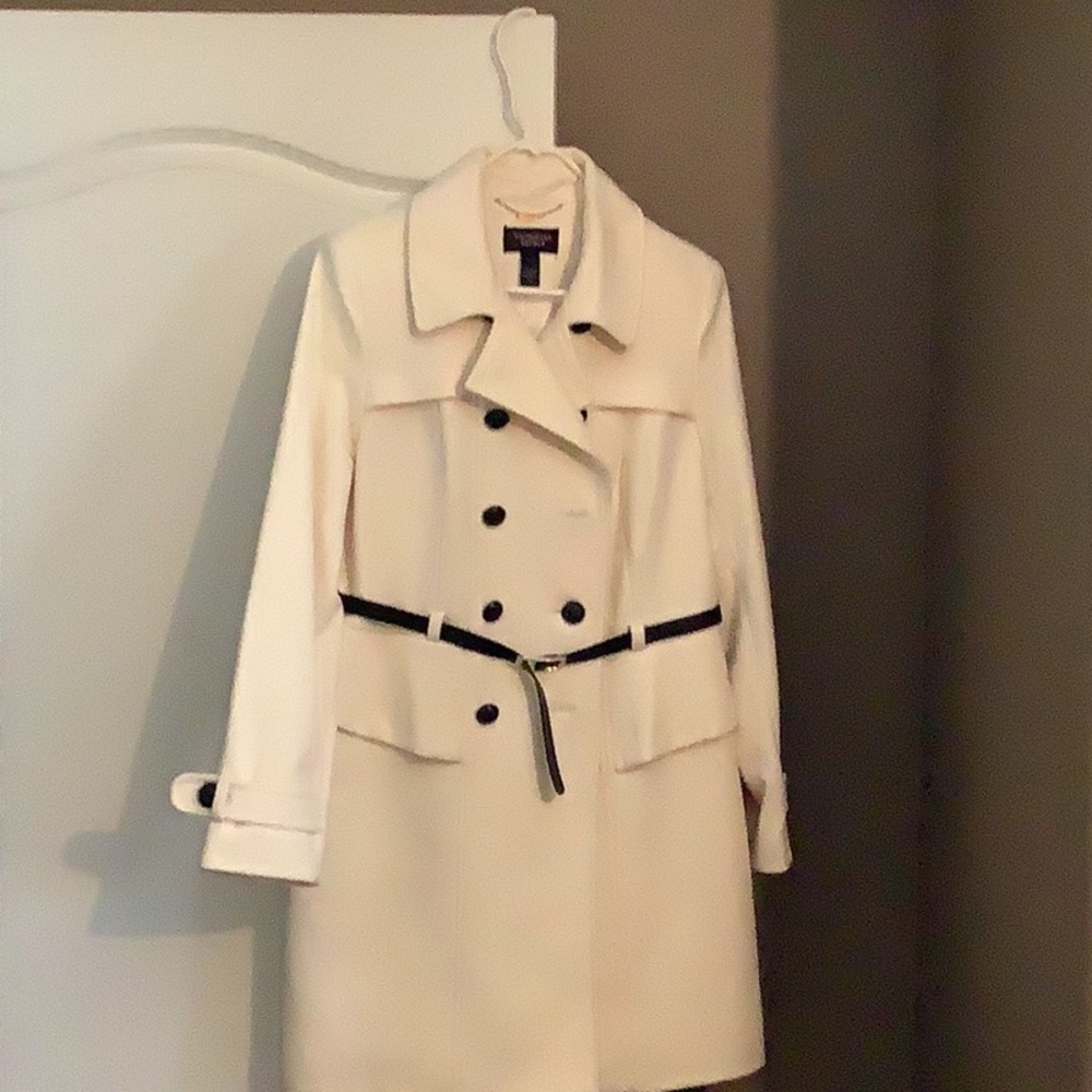 Victoria's Secret Cream and Black Trench Coat Timeless Elegance